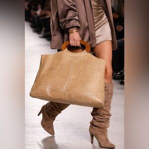 LUCIEN PICCARD Vintage Genuine Leather Croc Embossed Tote Bag Large